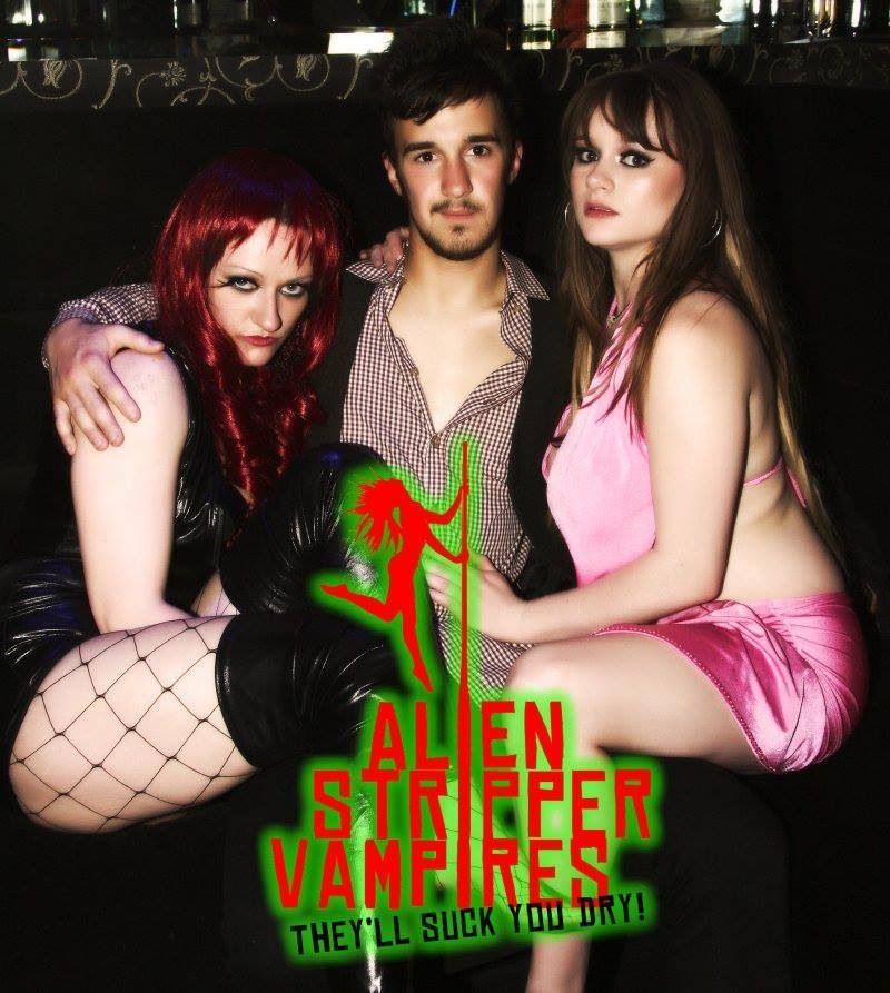 Will Marshall with Nikki Webster (left) and Jane Haslehurst (right) filming Alien Stripper Vampires